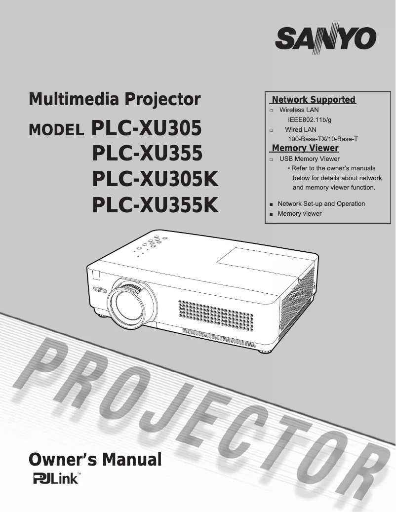 Page n°1 - Manuel utilisateur Sanyo PLC-XU355K