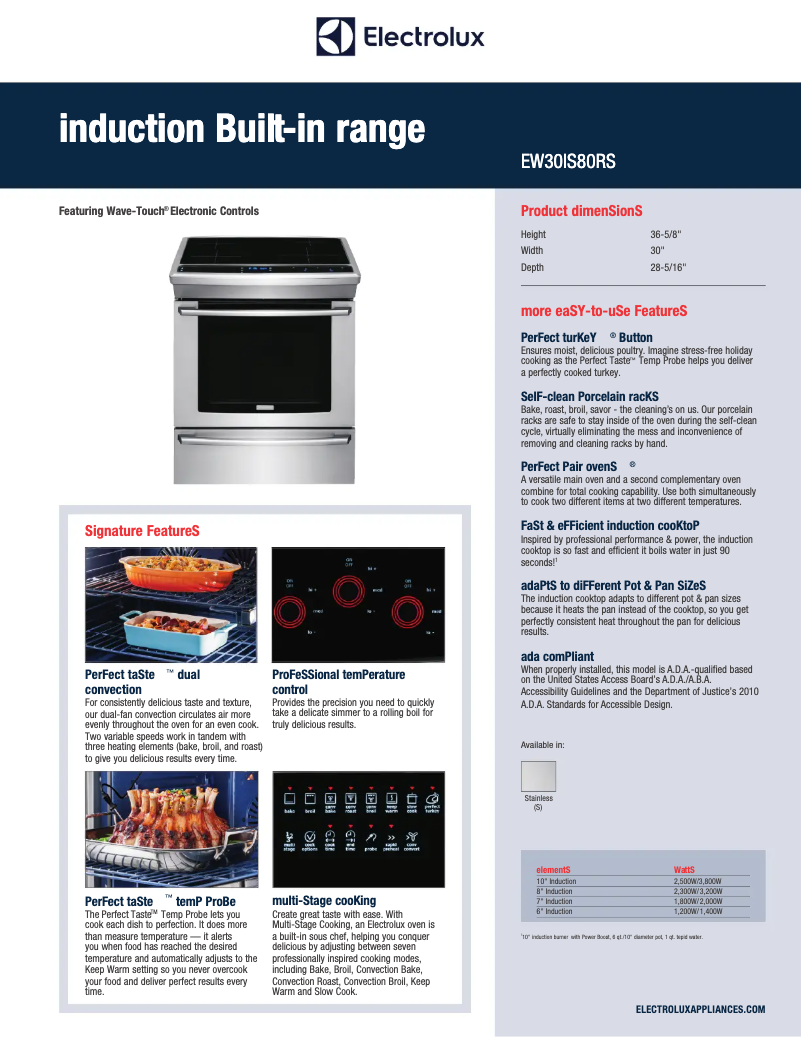 Page 1 de la notice Fiche technique Electrolux EW30IS80RS