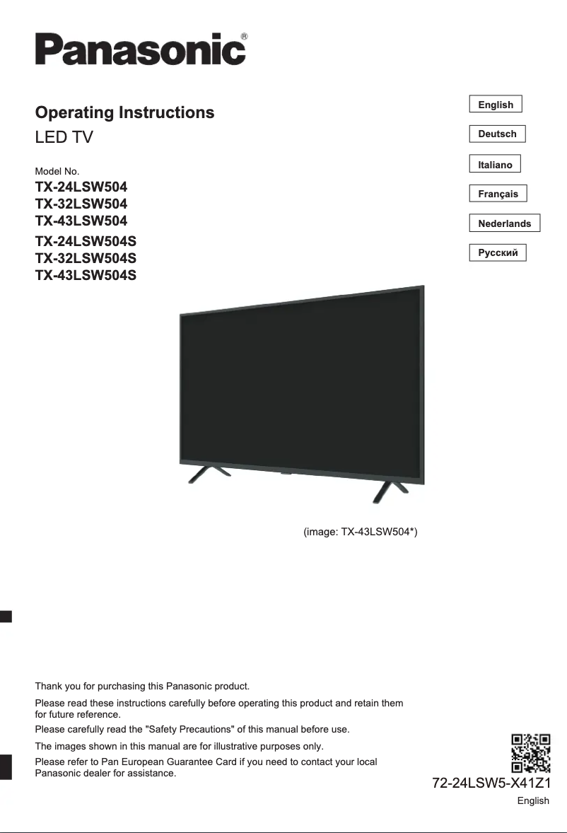 Page 1 de la notice Manuel utilisateur Panasonic TX-32LSW504S