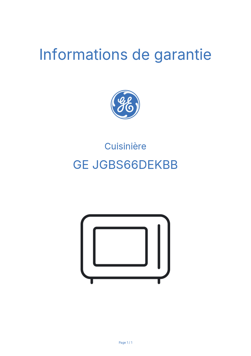 Image de la première page du manuel de l'appareil JGBS66DEKBB