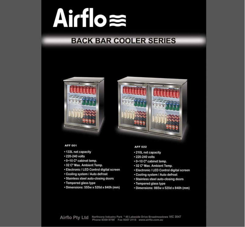 Page 1 de la notice Fiche technique Airflo AFF001