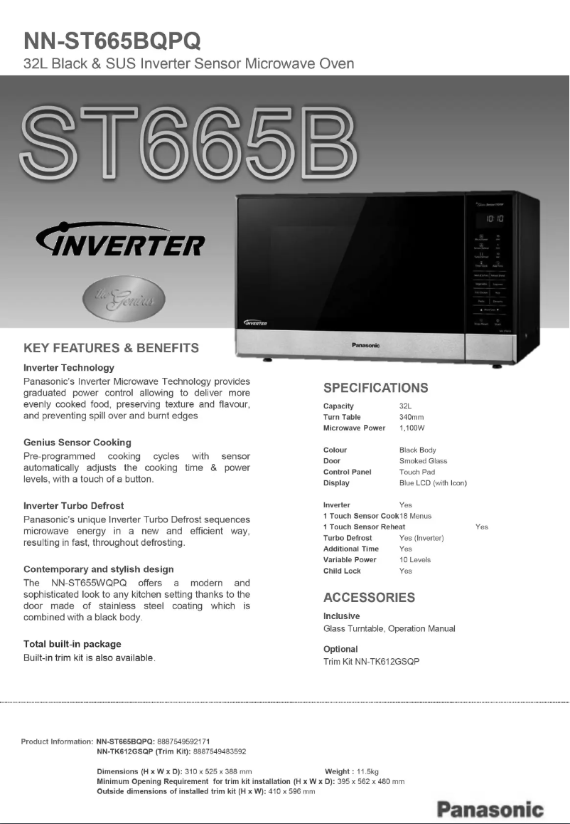 Image de la première page du manuel de l'appareil Inverter NN-ST665B