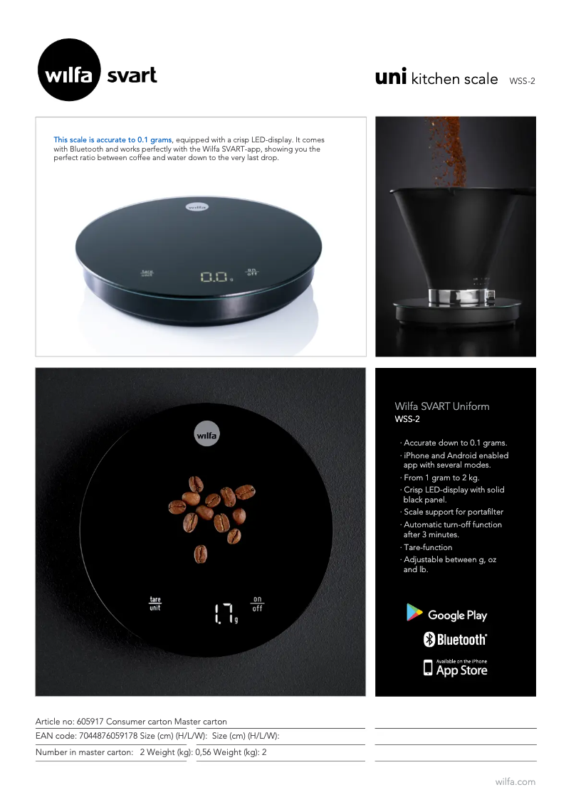 Page n°1 - Fiche technique Wilfa SVART Uni WSS-2