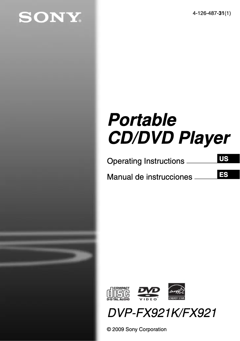 Page 1 de la notice Manuel utilisateur Sony DVP-FX921