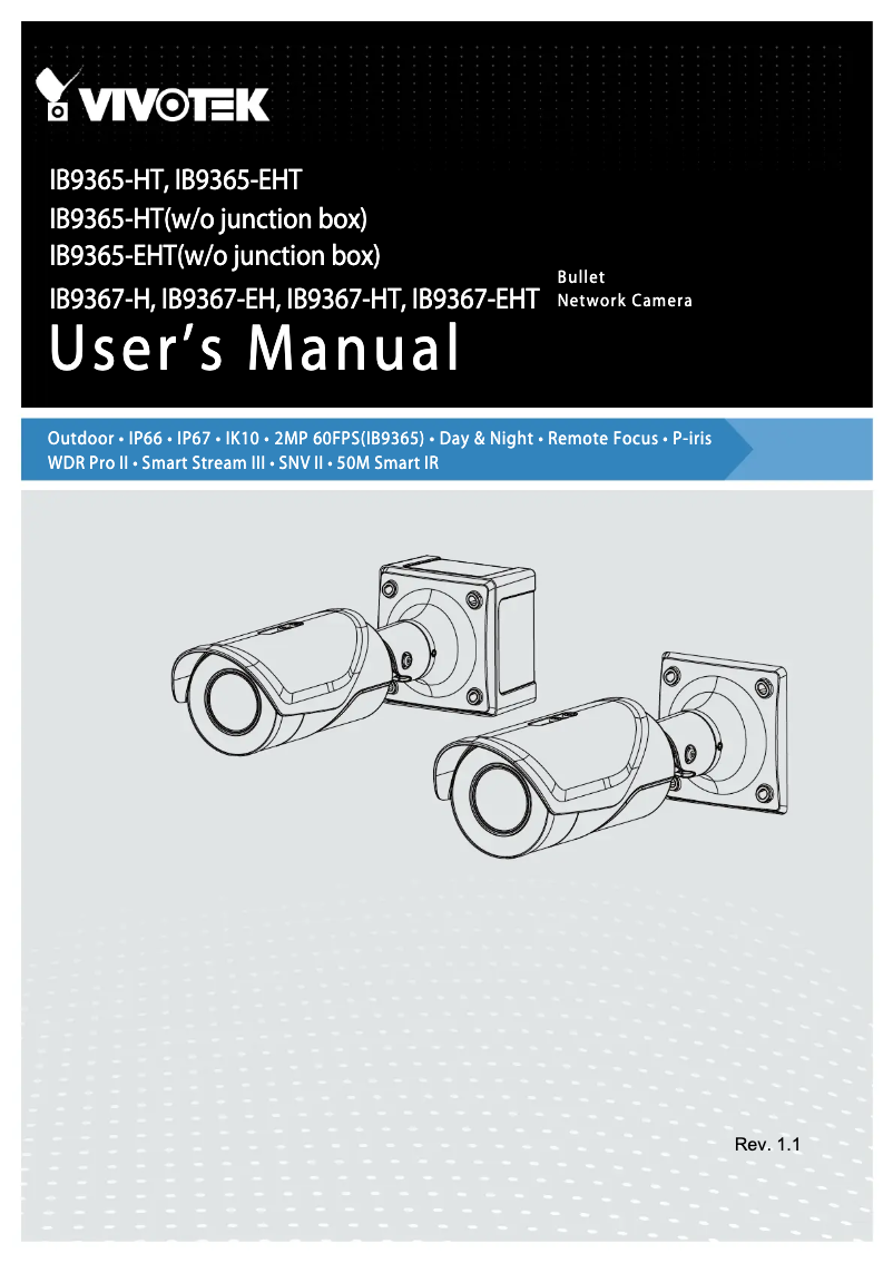 Page 1 de la notice Manuel utilisateur Vivotek IB9367-H