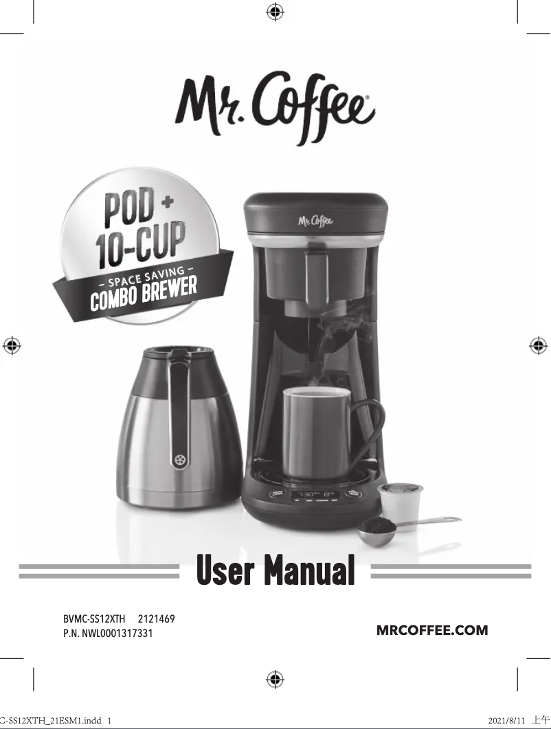Page 1 de la notice Manuel utilisateur Mr. Coffee Pod + 10-Cup