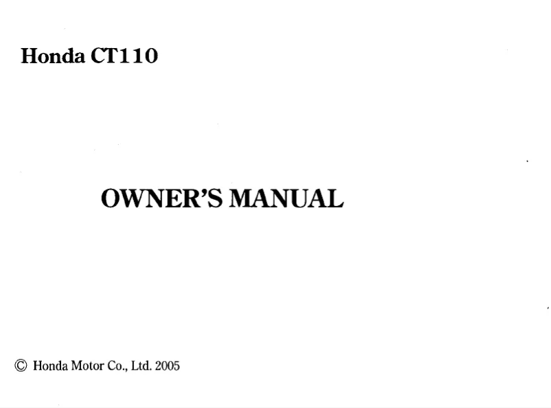 Page 1 de la notice Manuel utilisateur Honda CT110 (2005)