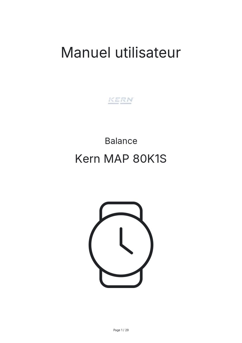Page n°1 - Manuel utilisateur Kern MAP 80K1S