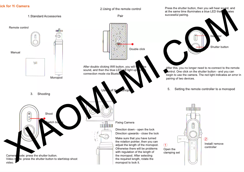 Página 1 del manual Manual de usuario Xiaomi Yi Action Camera Monopod Selfie Stick