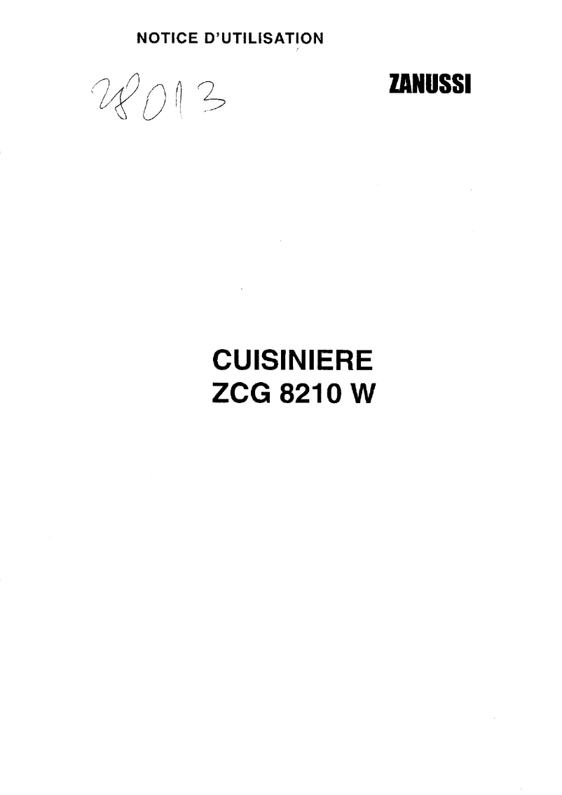Page 1 de la notice Manuel utilisateur Zanussi-Electrolux ZCG 8210 W1