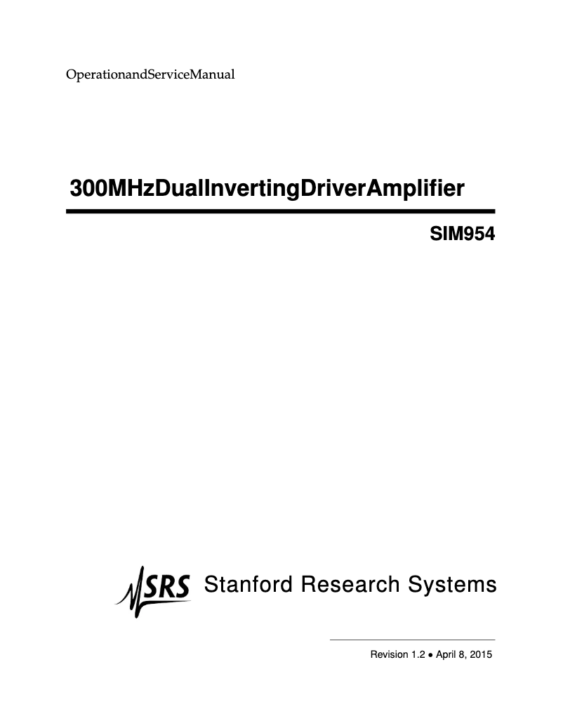 Page n°1 - Manuel utilisateur SRS SIM954