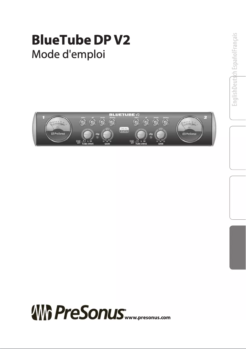 Page 1 de la notice Manuel utilisateur PreSonus BlueTube DP V2