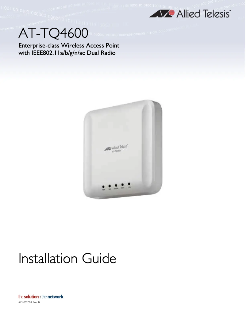 Page n°1 - Manuel utilisateur Allied Telesis AT-TQ4600