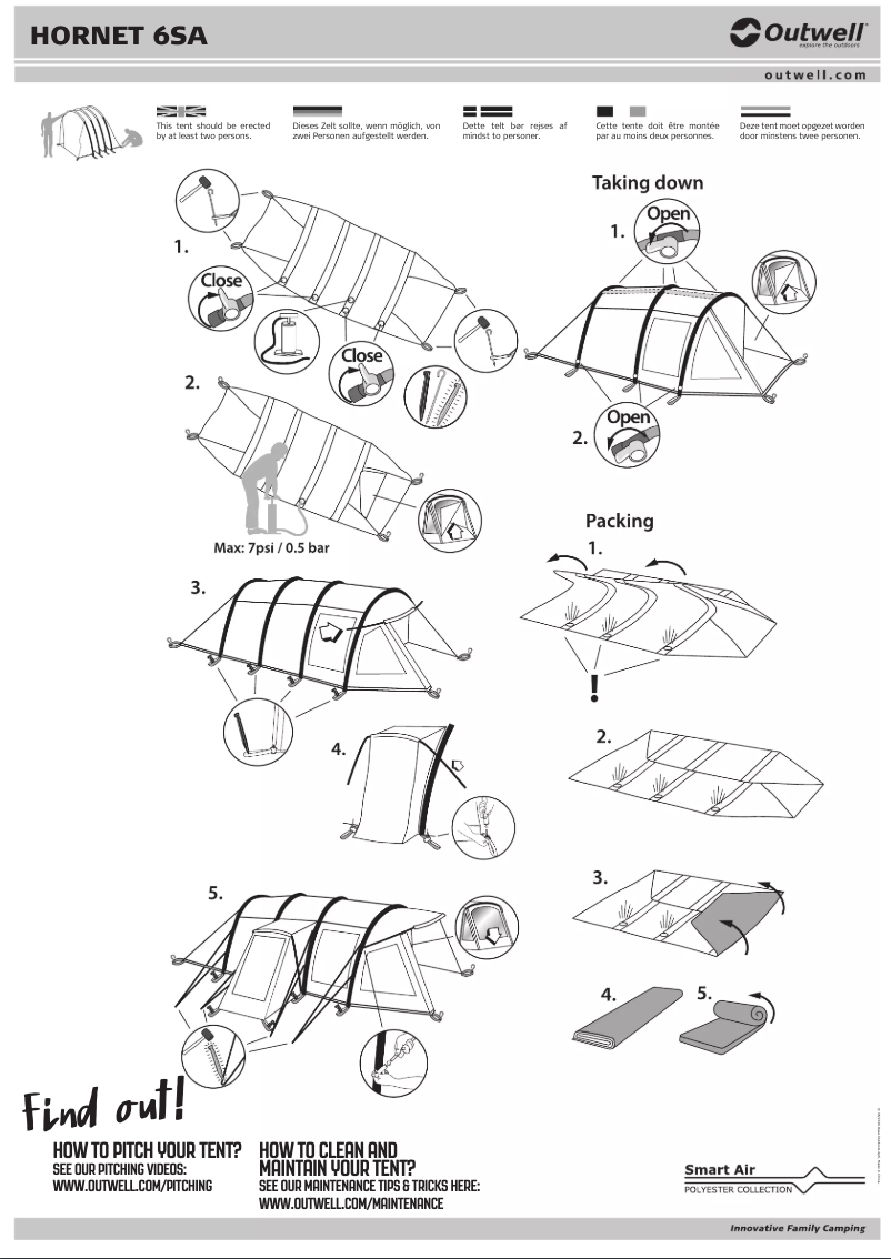 Page 1 de la notice Manuel utilisateur Outwell Hornet 6SA
