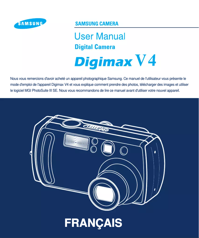 Image de la première page du manuel de l'appareil Digimax V4
