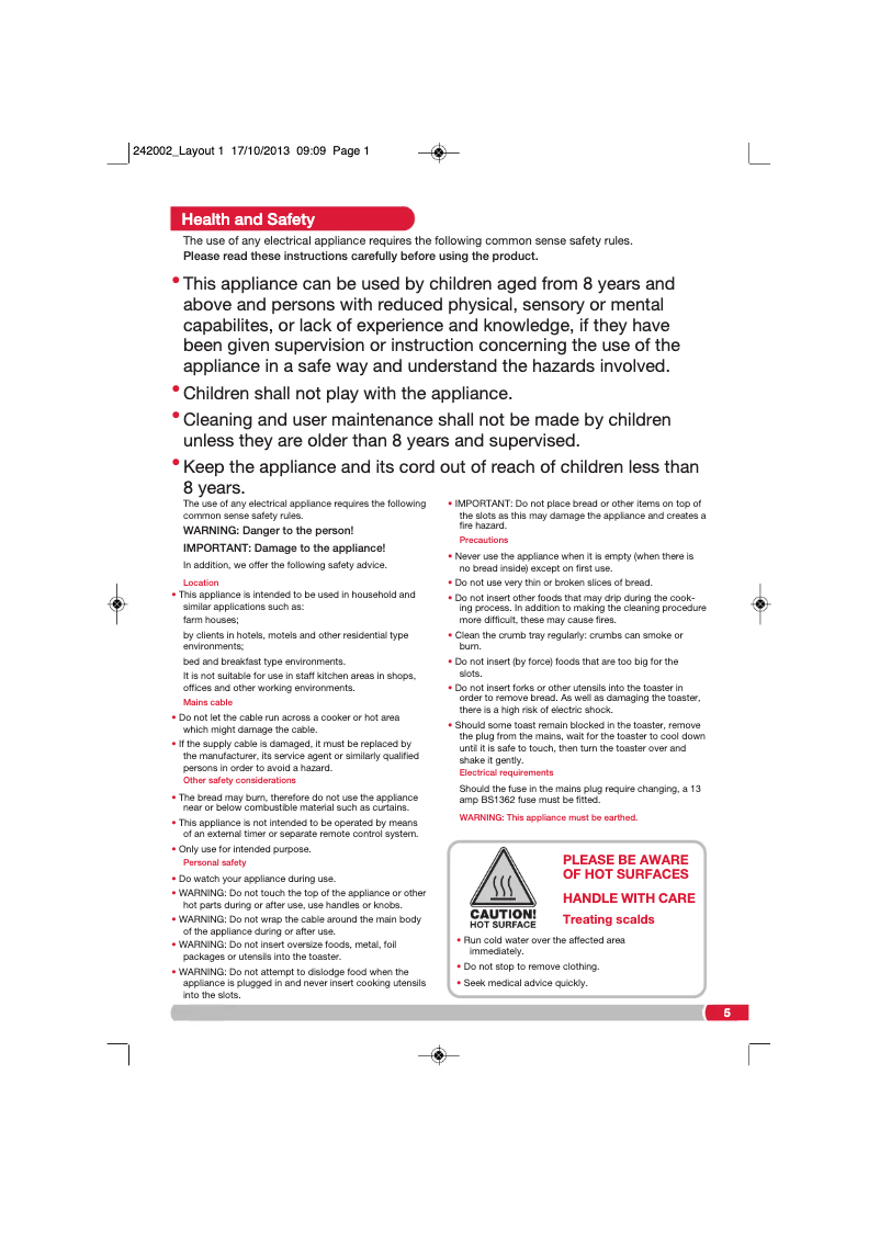 Page 1 de la notice Manuel utilisateur Morphy Richards Accents