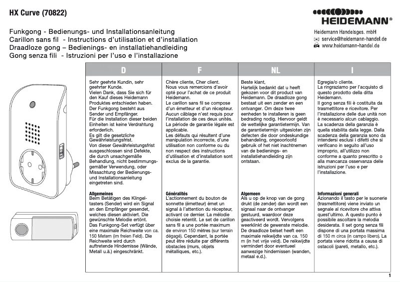 Page 1 de la notice Manuel utilisateur Heidemann 80211