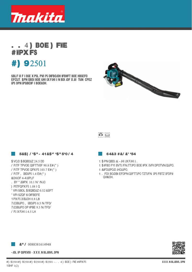 Page 1 de la notice Fiche technique Makita BHX2501