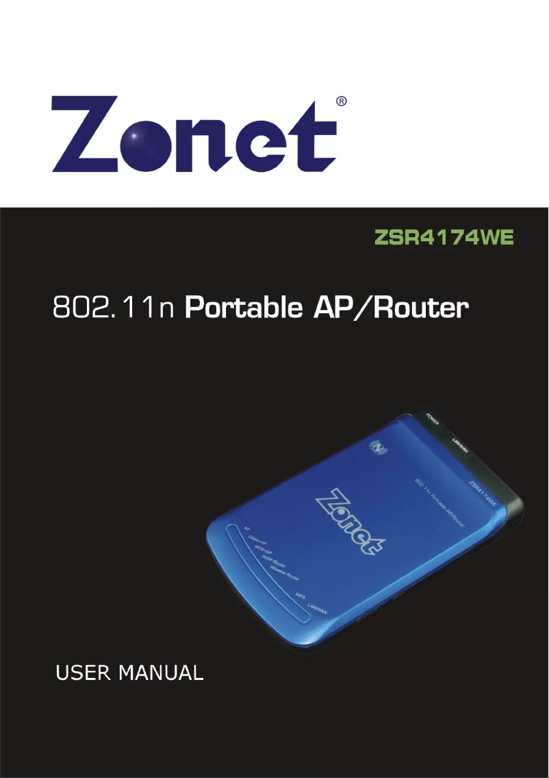 Page n°1 - Manuel utilisateur Zonet ZSR4174WE