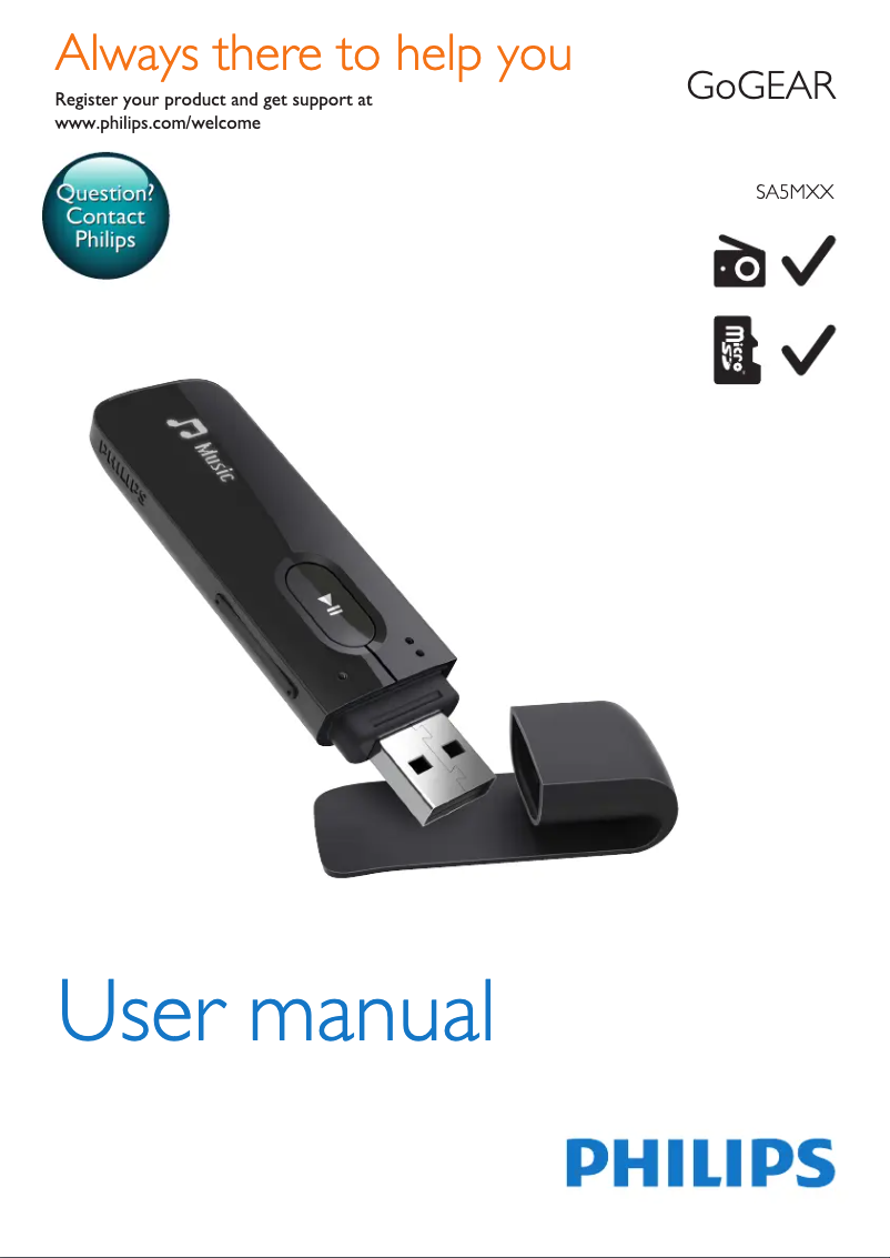 Imagen de la primera página del manual del dispositivo GoGear SA5MXX04PFC