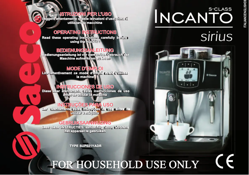 Página 1 del manual Manual de usuario Philips Saeco Incanto Sirius S-Class