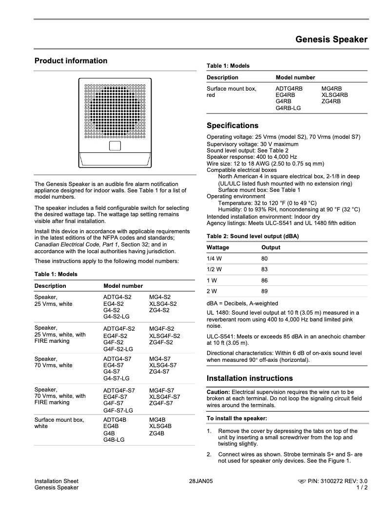 Page n°1 - Manuel utilisateur UTC Fire & Security Genesis EG4R-S2