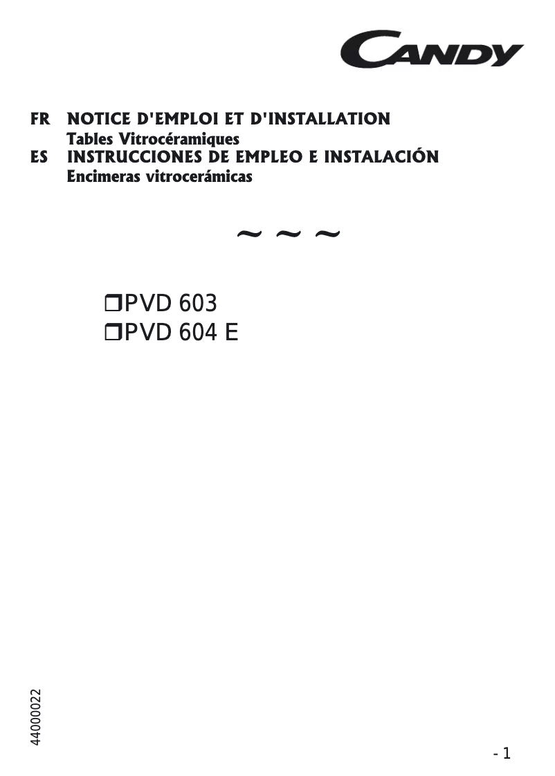 Page n°1 - Manuel utilisateur Candy PC PVD 603 N