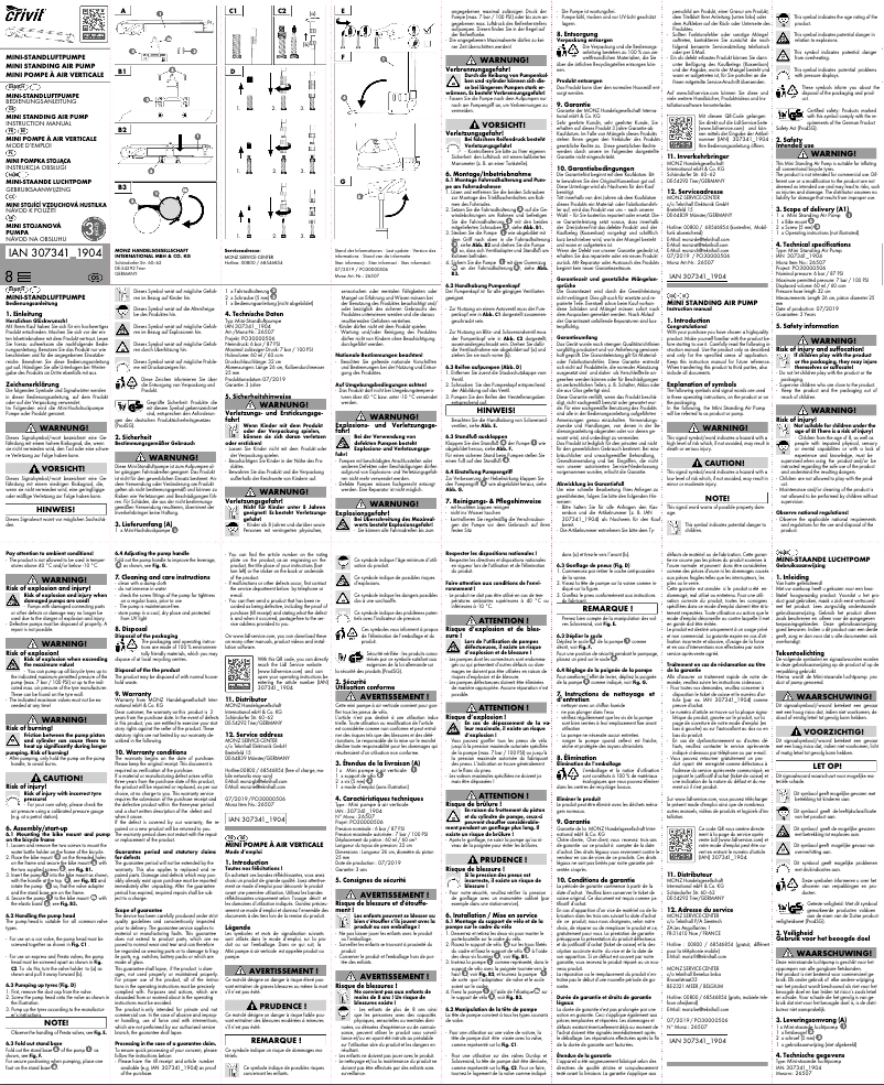 Page 1 de la notice Manuel utilisateur Crivit IAN 307341