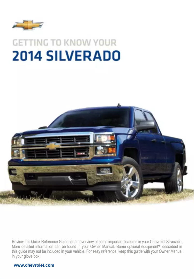 Page 1 de la notice Guide de démarrage rapide Chevrolet Silverado (2014)