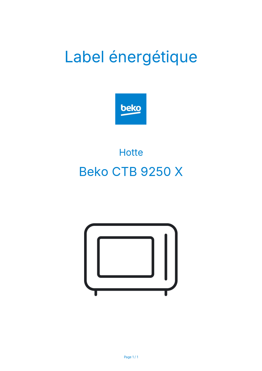 Image de la première page du manuel de l'appareil CTB 9250 X