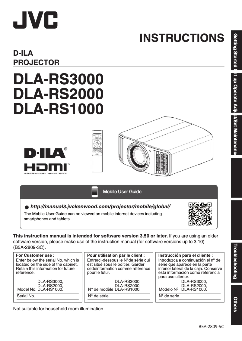 Image de la première page du manuel de l'appareil DLA-RS1000