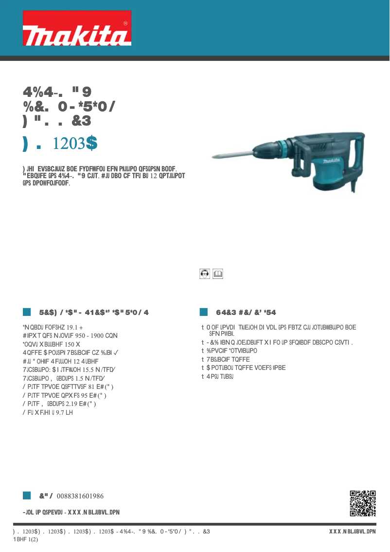 Page n°1 - Fiche technique Makita HM1203C