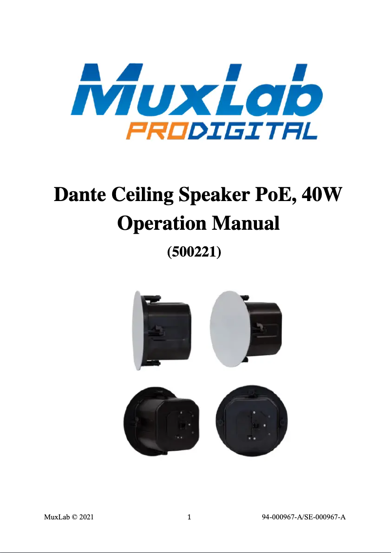 Page 1 de la notice Manuel utilisateur MuxLab 500221
