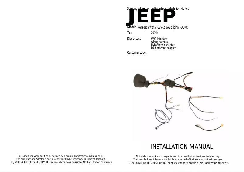 Page 1 de la notice Manuel utilisateur Alpine KIT-8RNG