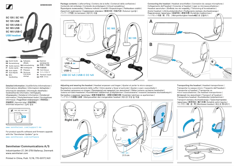 Page 1 of the manual User Manual Sennheiser SC 165 USB-C