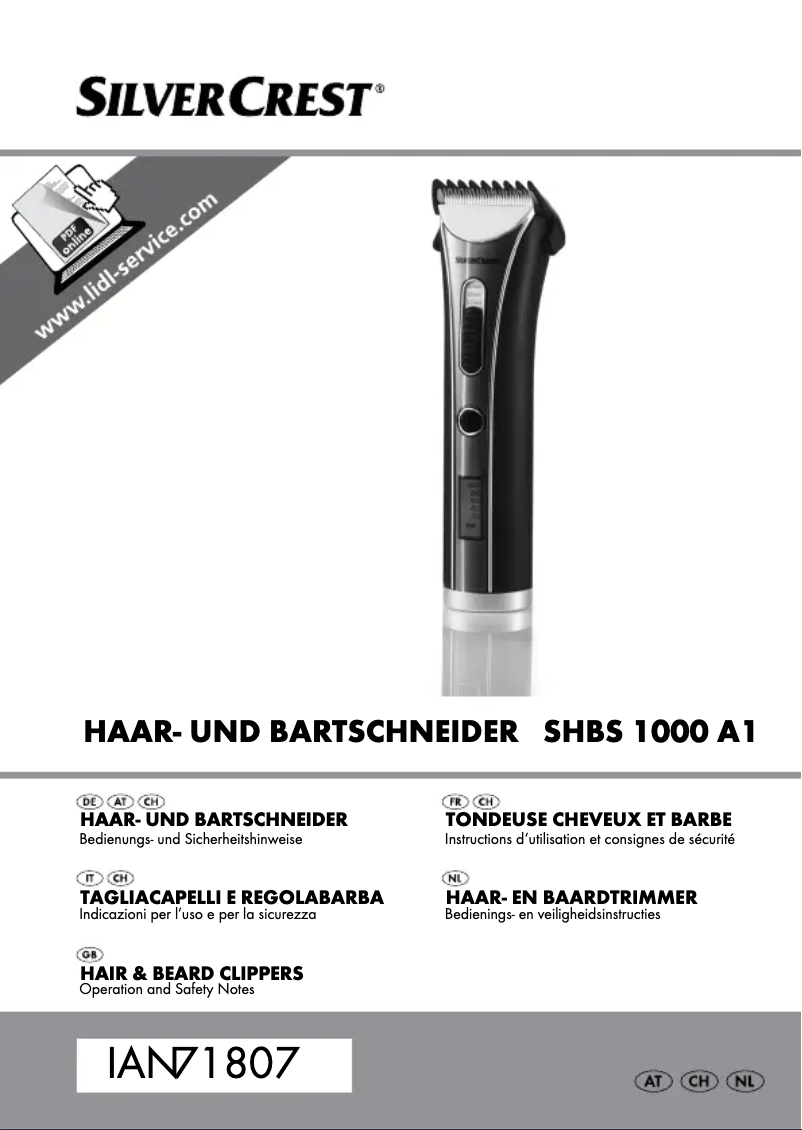 Page n°1 - Manuel utilisateur SilverCrest IAN 038019