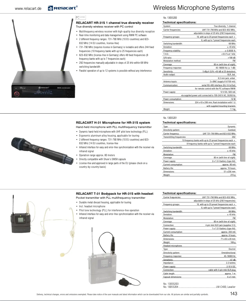 Page 1 de la notice Catalogue Relacart LM-C400 L