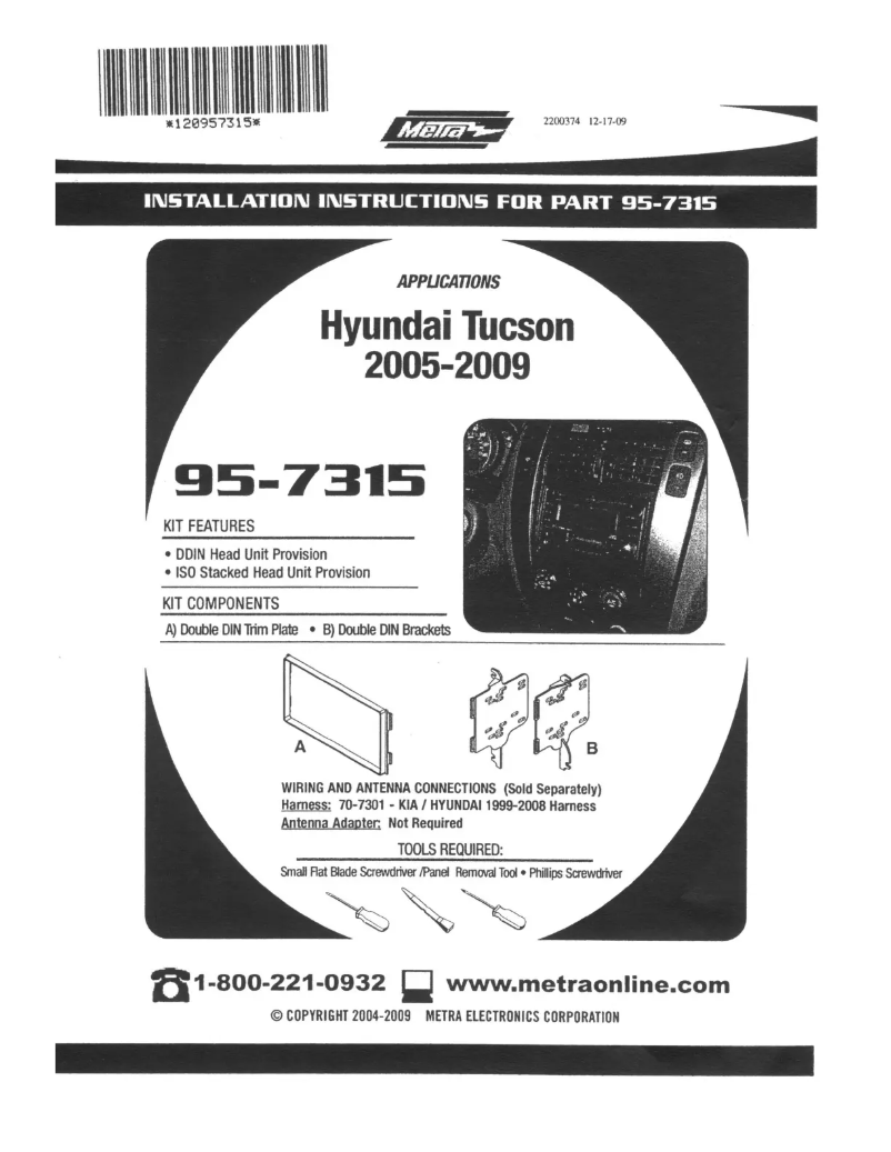 Page n°1 - Mode d'emploi Metra 95-7315