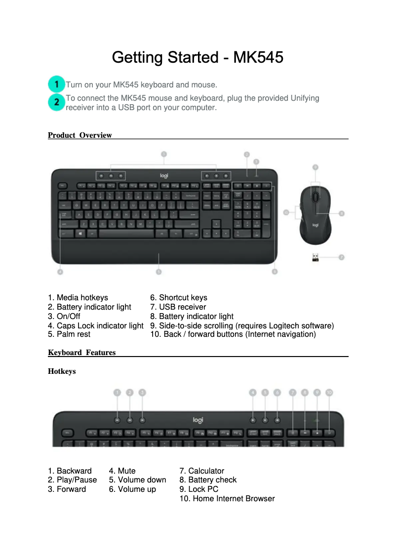 Image de la première page du manuel de l'appareil MK545 Advanced