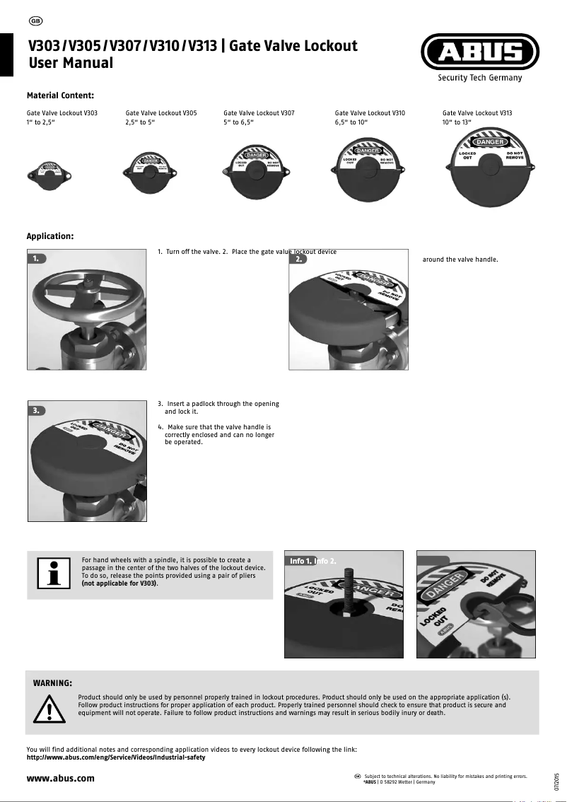 Page n°1 - Manuel utilisateur Abus V313