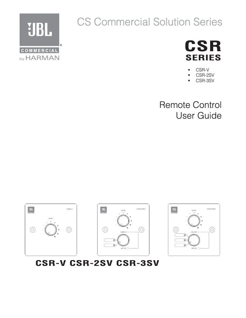 Page 1 de la notice Manuel utilisateur JBL CSR2SVBLK