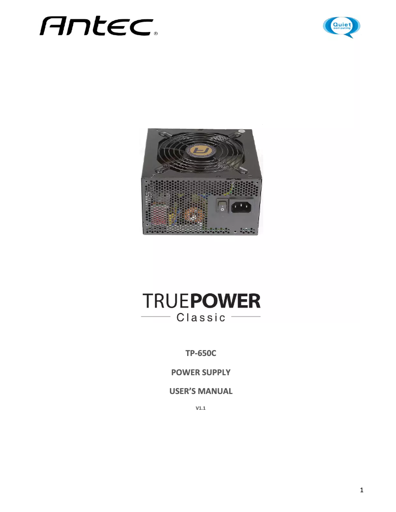 Page n°1 - Manuel utilisateur Antec TP-650C