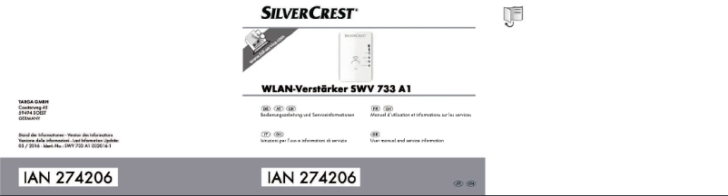 Page 1 de la notice Manuel utilisateur SilverCrest SWV 733 A1