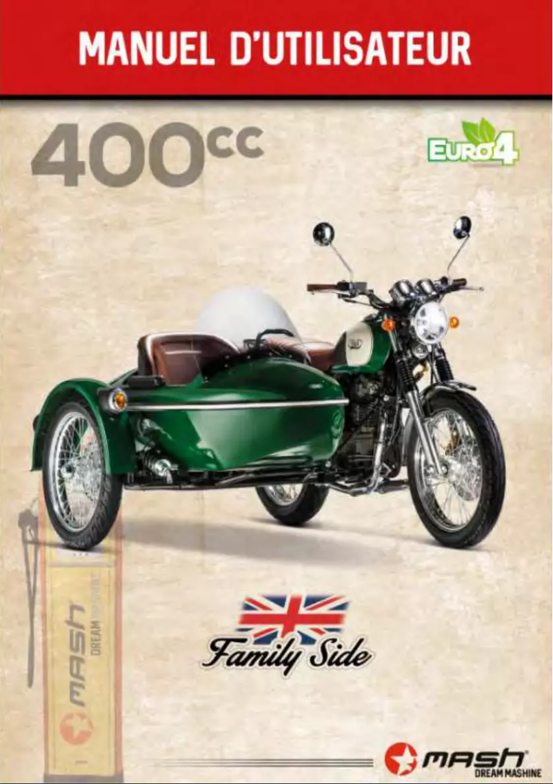 Page 1 de la notice Manuel utilisateur Mash Family Side 50cc (2018)