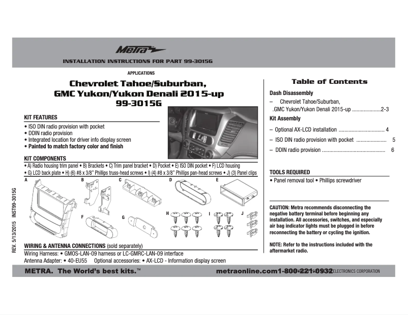 Page n°1 - Mode d'emploi Metra 99-3015G
