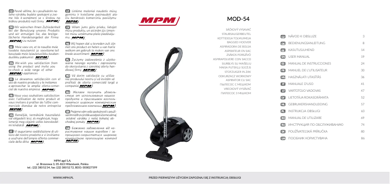 Page 1 de la notice Manuel utilisateur MPM MOD-54