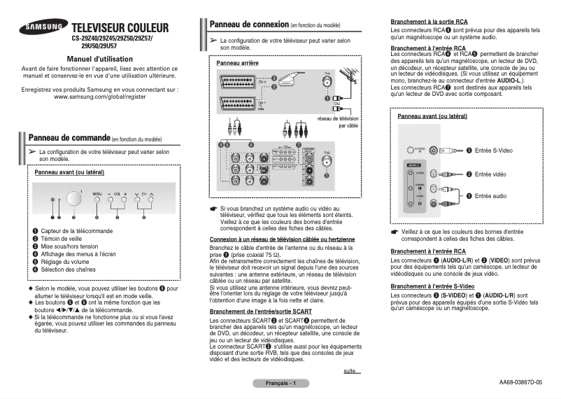 Page 1 de la notice Manuel utilisateur Samsung CS-29Z45MH