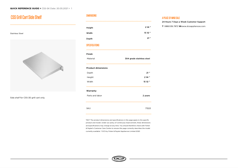 Page 1 de la notice Manuel utilisateur DCS CSS-SK