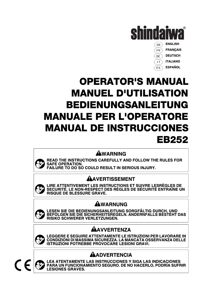Página 1 del manual Manual de usuario Shindaiwa EB252