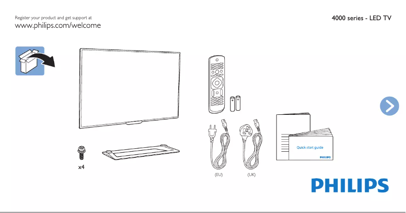 Page n°1 - Guide de démarrage rapide Philips 32PHK4009